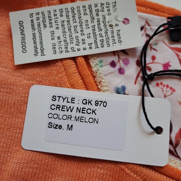 NWT Men's Gionfriddo 100% Cotton Italian Crew Neck Orange Shirt Sweater Size M - Picture 9 of 16